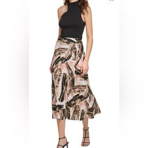 DKNY Satin Midi A-Line Skirt NWOT